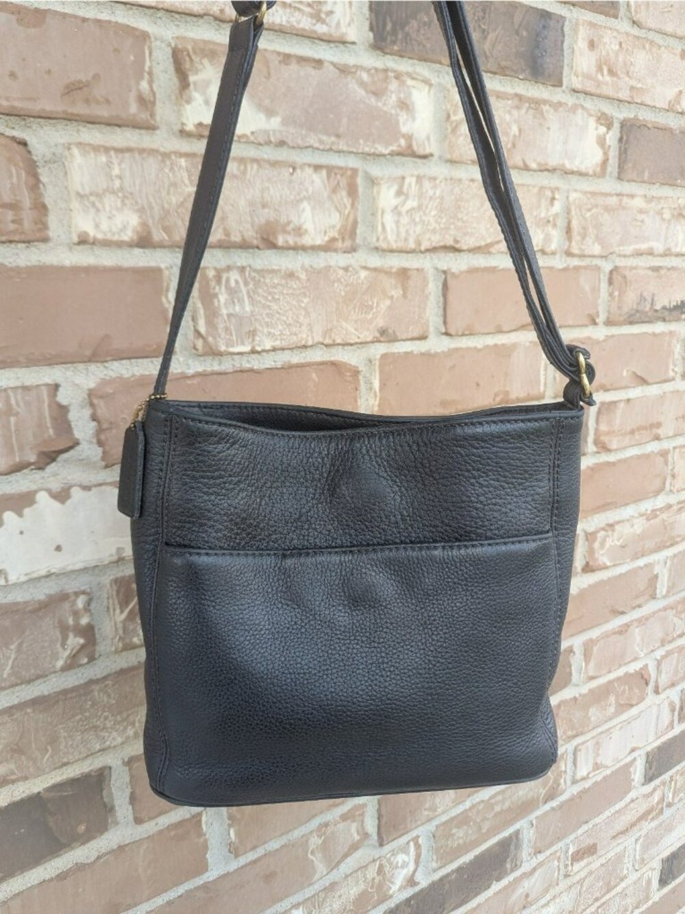 Vintage Coach Sonoma Pebbled Leather Shoulder/Crossbody Bag #4924 Black 1996